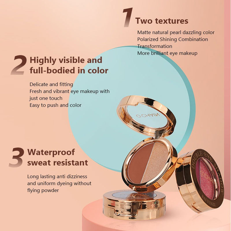 O'CHAIN Pearlescent two-color eyeshadow Matte lipstick does not fade and does not stick to the cup powdery delicate eyeshadow palette